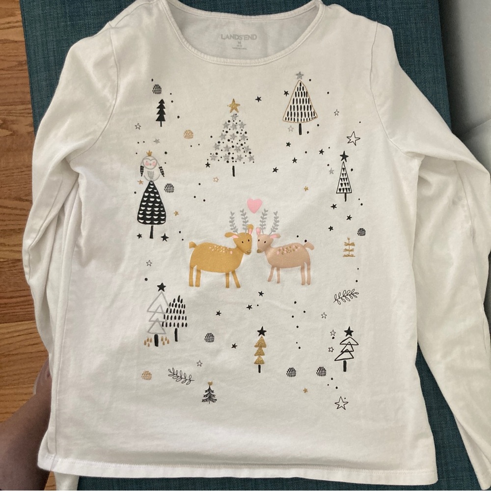 Land’s End festive seasonal girls long sleeve tee